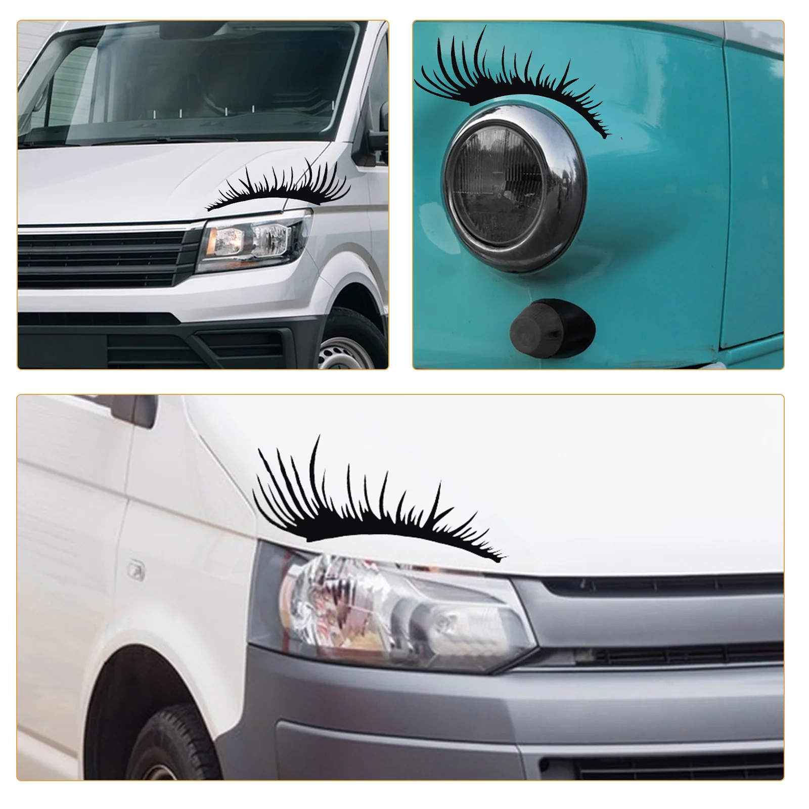 1Pair Car Eyelashes Sticker 3D Effect Headlight Decoration Premium Material Uv Protection Scratch Resistant Trendy Look Vehicle