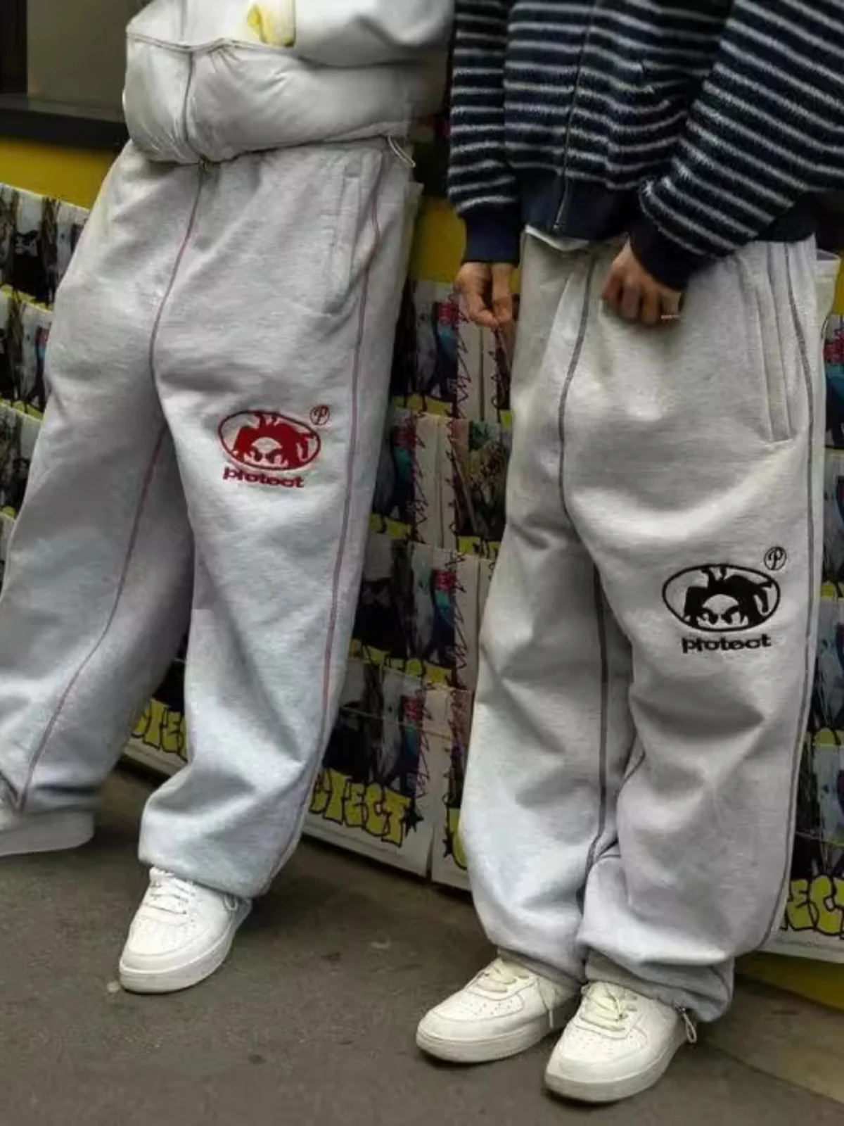 

Спортивные брюки в стиле хип-хоп с вышивкой букв Y2K Street, свободные широкие брюки с завязками, прямые спортивные штаны, повседневные брюки