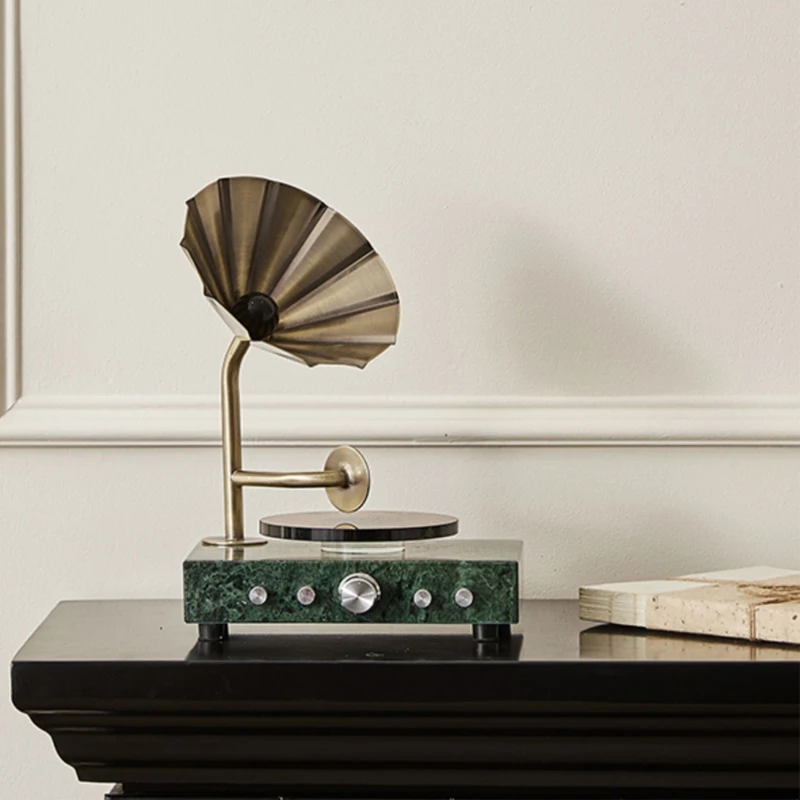 Modern Phonograph Ornament Metal Marble Creative Crafts Furnishings Sample Room Living Room Cabinet Decorations