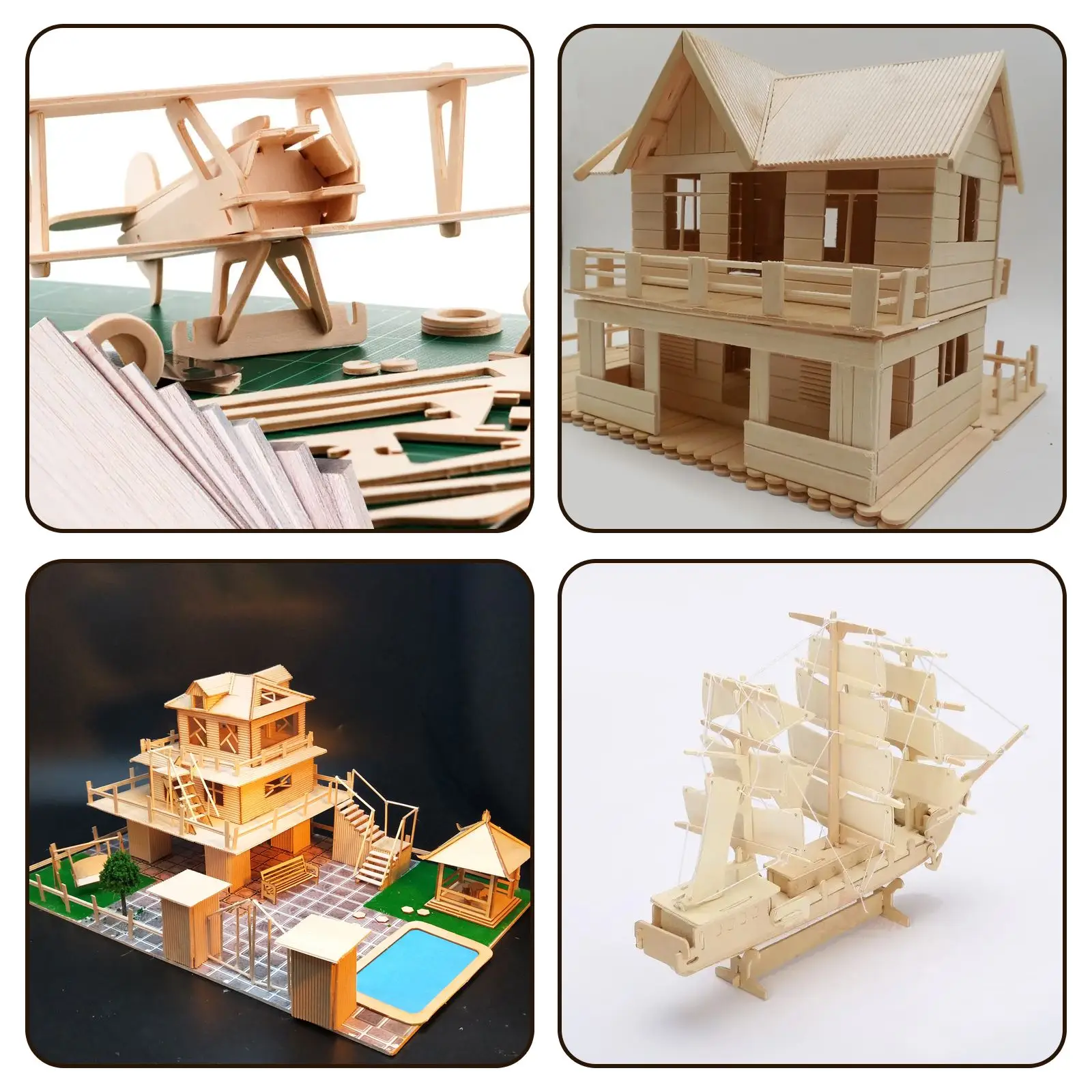 5PCS Thickness 1mm-3mm Lightweight Craft Wooden Board Model Toys Building Carving Handicraft DIY Material Balsa Wood Chips