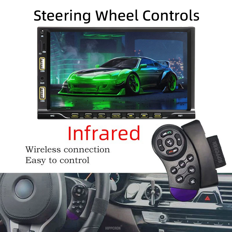 7 "راديو السيارة 1 الدين Carplay أندرويد السيارات MP5 مشغل وسائط متعددة شاشة تعمل باللمس FM Aux المدخلات بلوتوث USB مرآة ربط العالمي #4