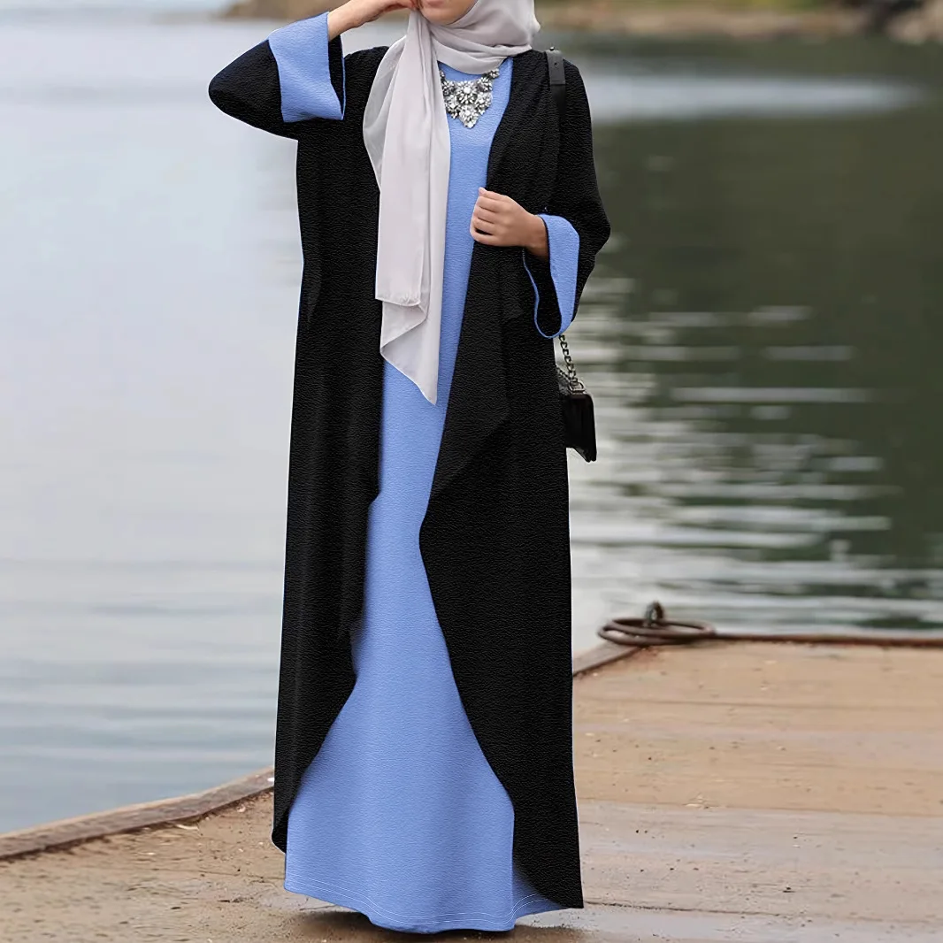 

Ид женское платье мусульманская Абая комплект из 2 предметов для вечеринки Джалабия Рамадан Абая Vestidos Largos Kaftan арабский длинный халат Марокко Кафтан