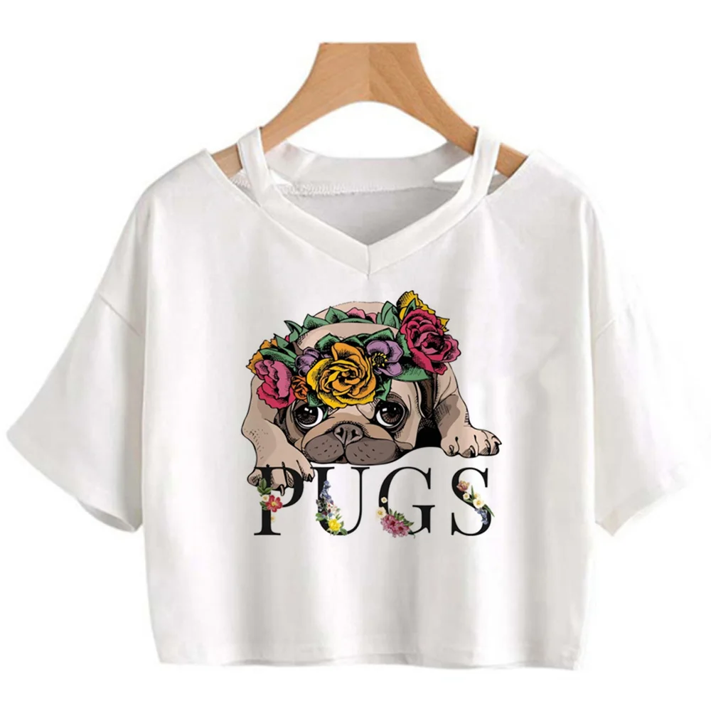 Pug 90s yk2 crop top girl Kawaii vintage 90s clothes tee