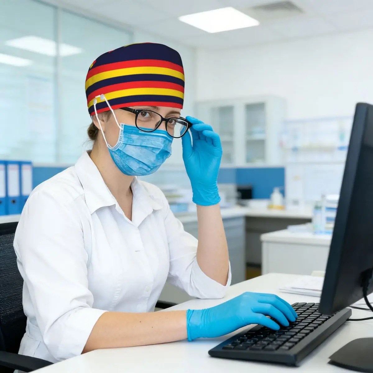 Adelaide Crows Graphic Scrub Hat Doctor Working Surgical Cap Men Women Adjustable Nursing Caps for Dentist