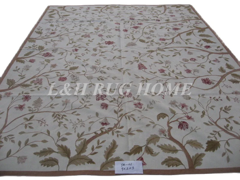 

Free shipping 9'x12' Aubusson woolen rugs French Aubusson Carpet hand woven area carpet