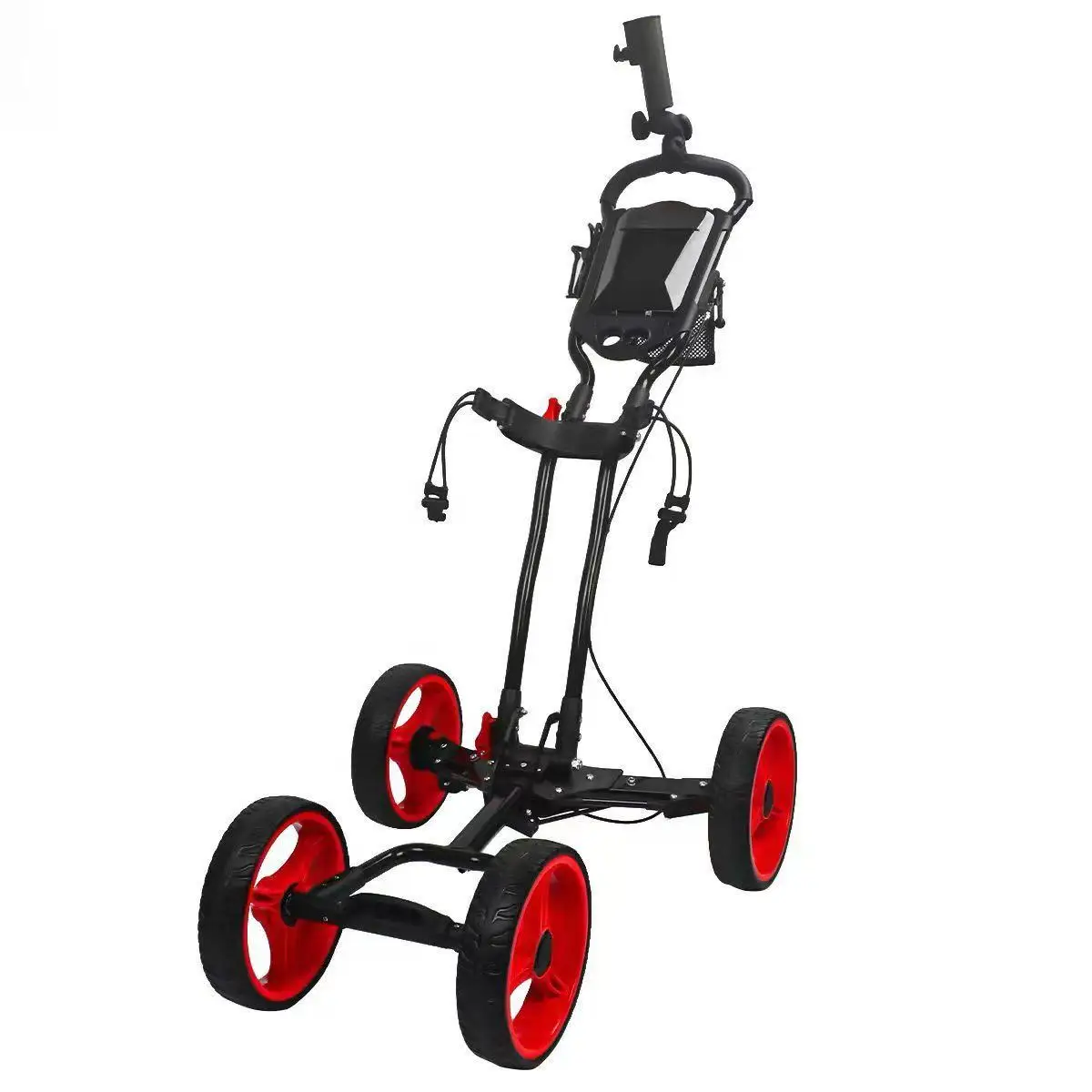 Portable Aluminum Alloy Golf Trolley 4 Wheels Folding Push Cart Lightweight Easy Carry For Golf Bags