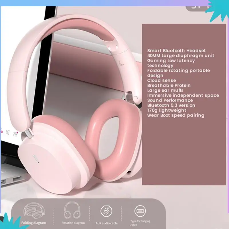ABZW Headset Bluetooth Headset Noise Reduction Wireless Game Headset Long Battery Life Cell Phone Multi-Function Headset