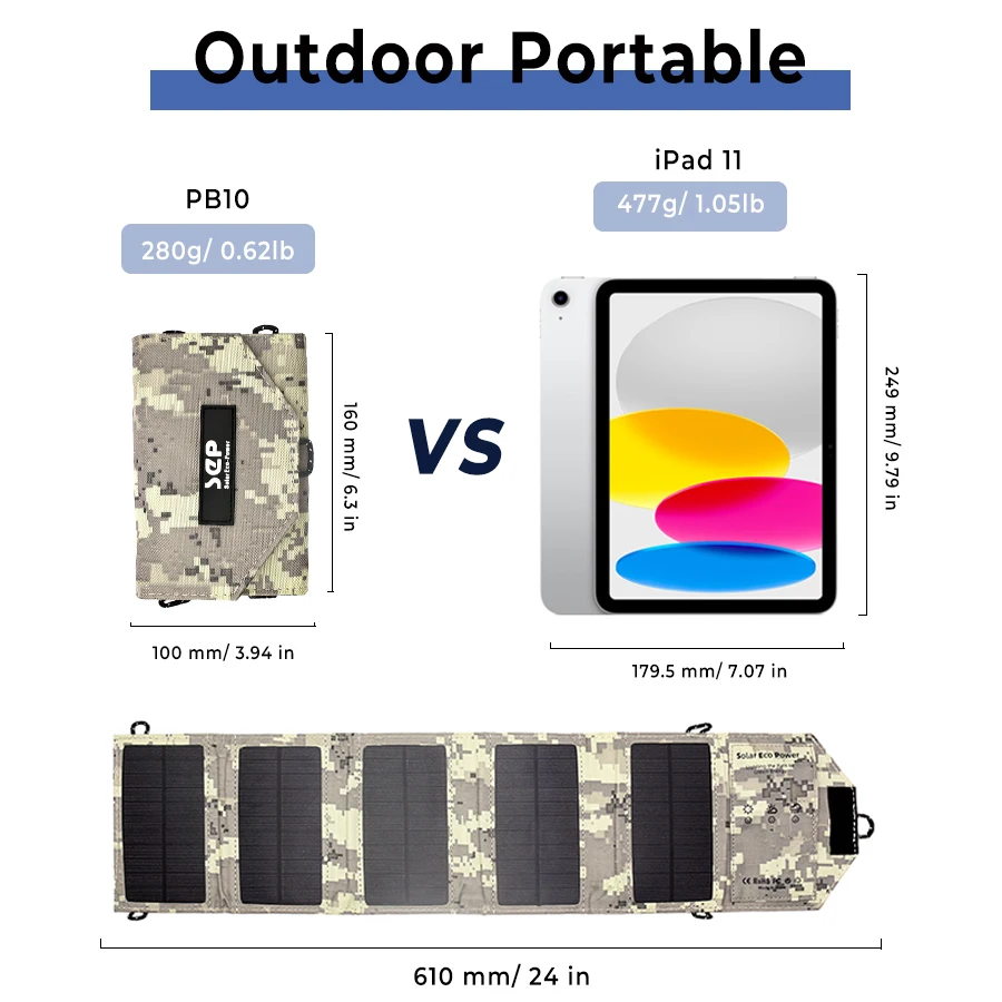 Solar Panel Bag Portable Lightweight 30W 5V Mono Waterproof Foldable Panel Charger Outdoor Emergency Hiking Backpacking Camping