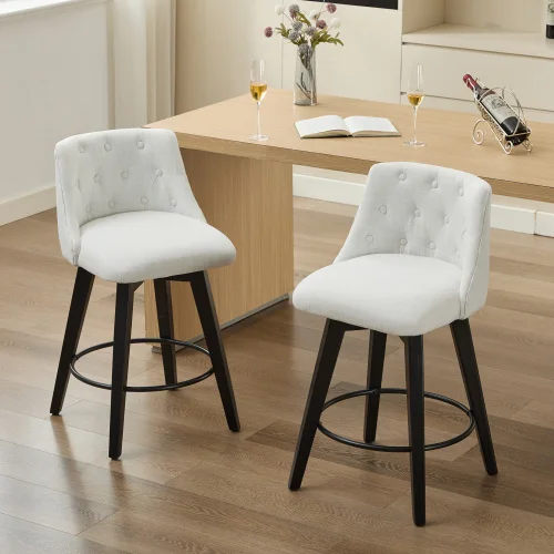 

# Paper Rope Bar Stools Set 2 Modern 25" Counter Height Stain-Resistant Line Button