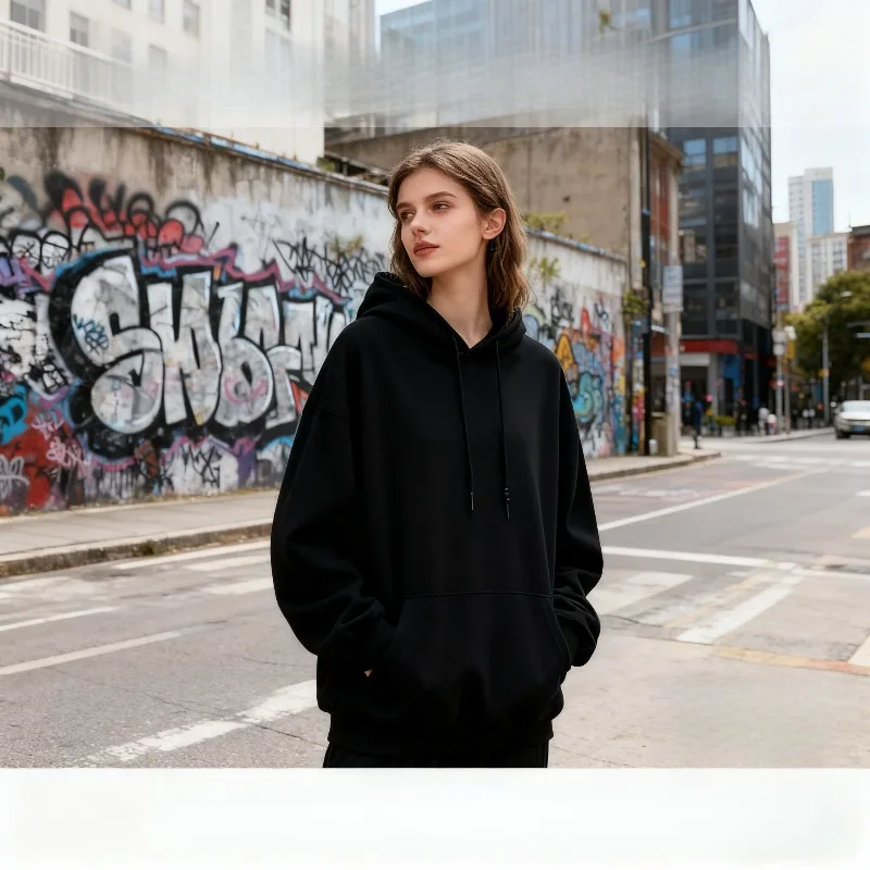 

Women's Hooded Sweatshirt - Oversized Pullover Hoodie in Solid Colors for Autumn/Winter Fashion