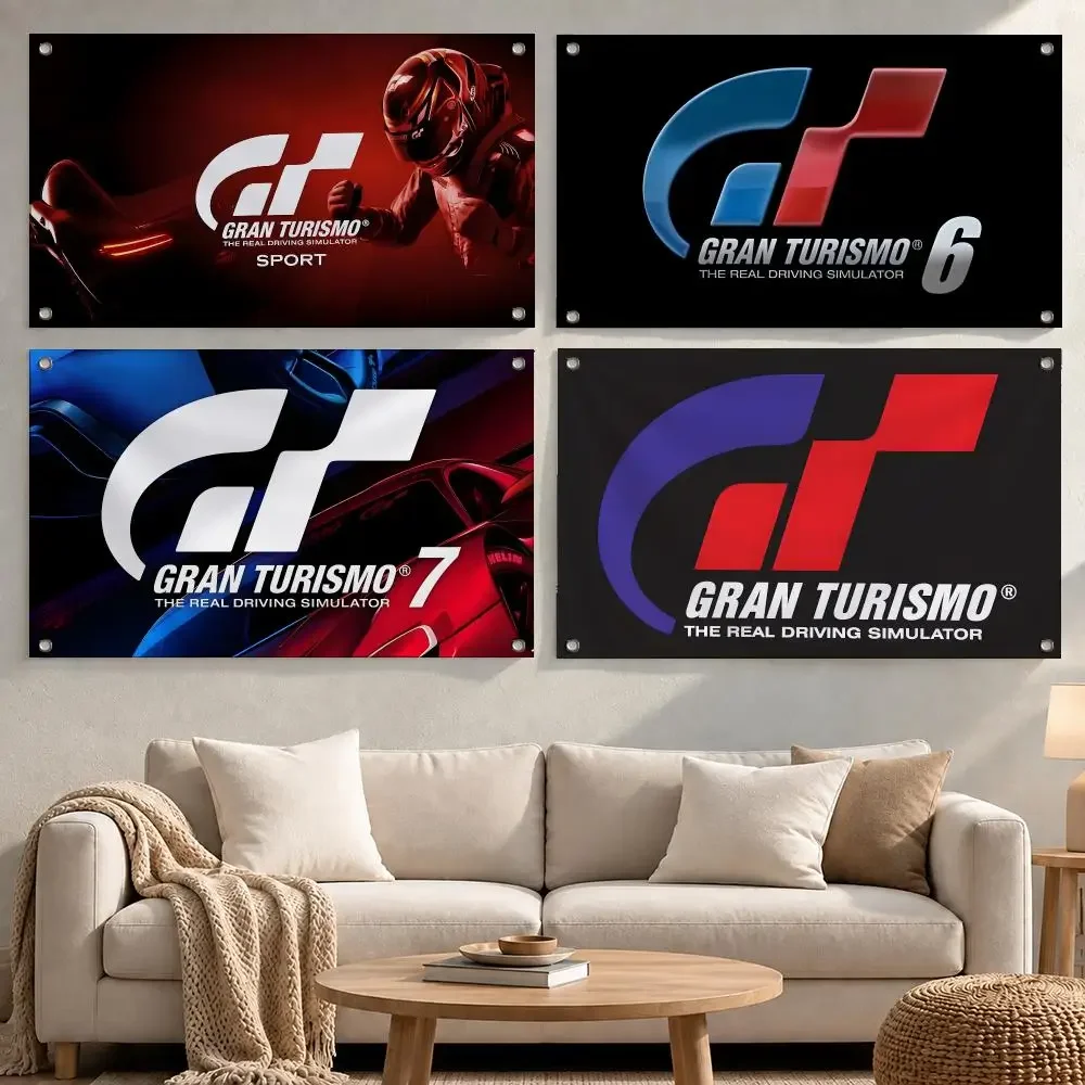 Game Gran Turismo Flags Minimalist Fabric Banner Flags Garden Shop Bedroom Festival Birthday Wall Decor