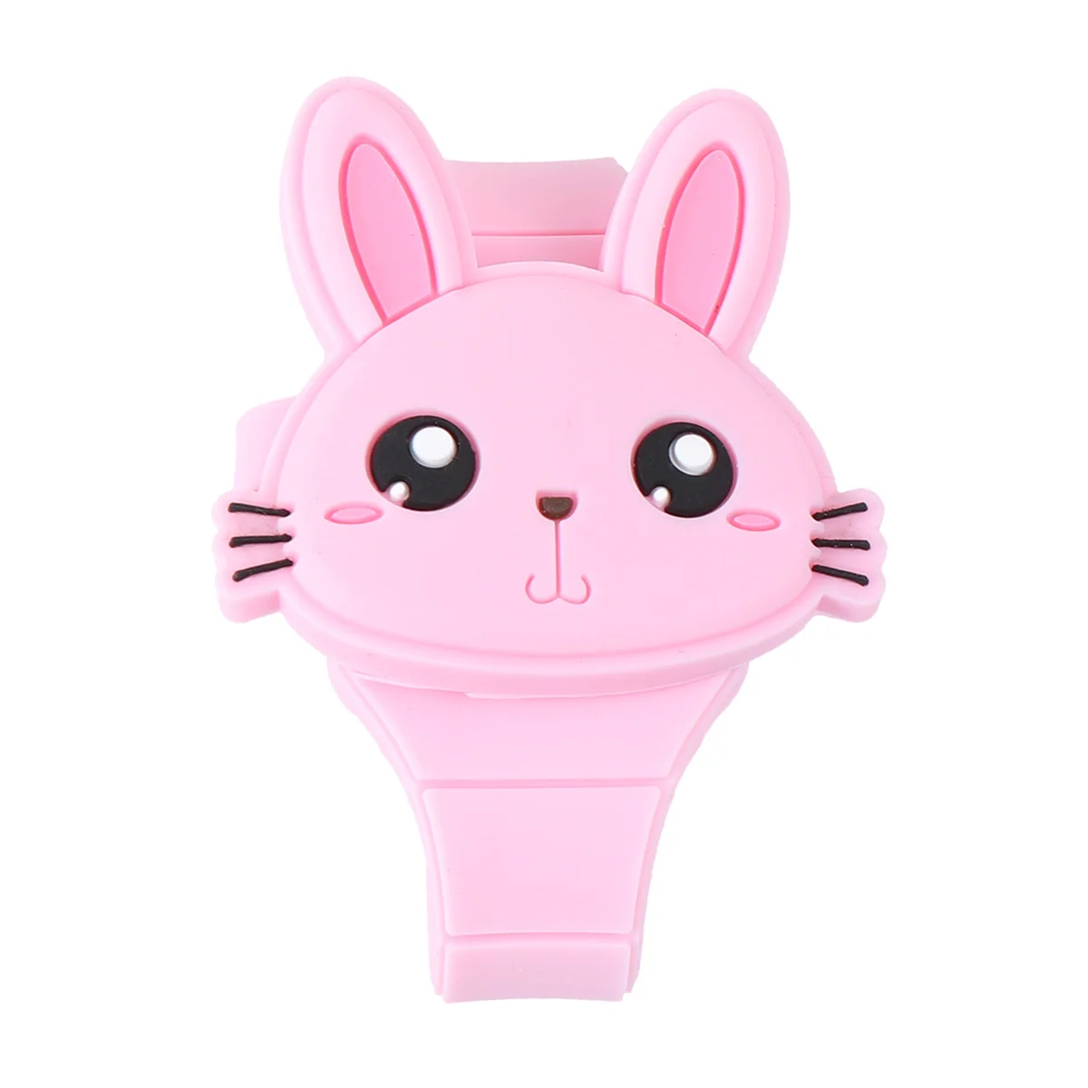 ساعة كرتونية على شكل أرنب من السيليكون باللون الوردي الفاتح، هدية عيد ميلاد إلكترونية لصالح الحفلات