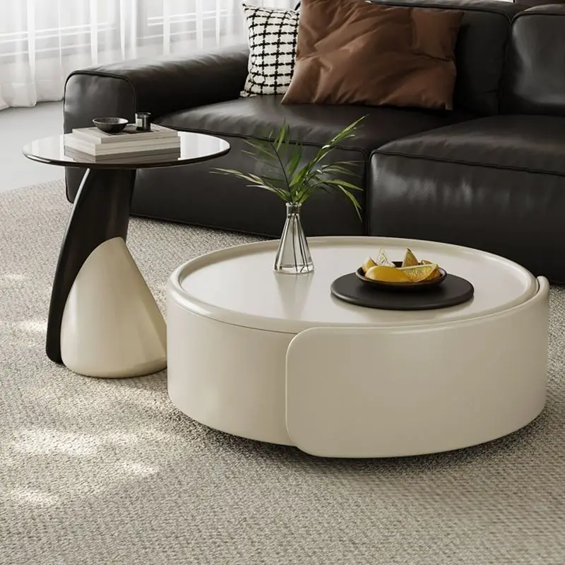 

Современный простой дизайн, кремовый журнальный столик во французском стиле для небольших квартир, элитная роскошная комбинация формы, популярная