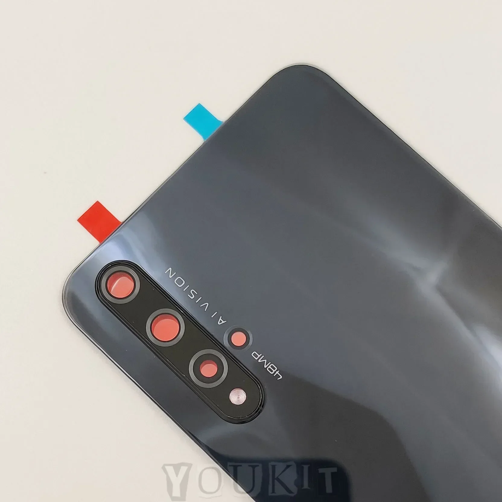 A+++ Glass Back Lid For Huawei Honor 20 Hard Battery Cover Rear Door Housing Panel Shell Case With Camera Lens Adhesive Glue