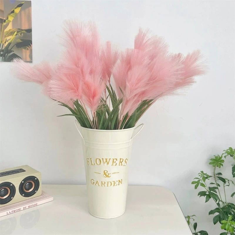 5PCS Set With 25 Flowers Simulated Pink Reed Flower Home Vase Product Photography Decoration Props