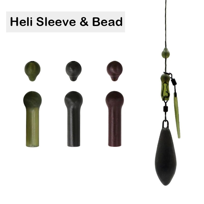 10 Set Carp Fishing Helicopter Sleeves And Beads Softer Rubber Heli Chod Beads For Carp Rig Terminal Tacke Accessories