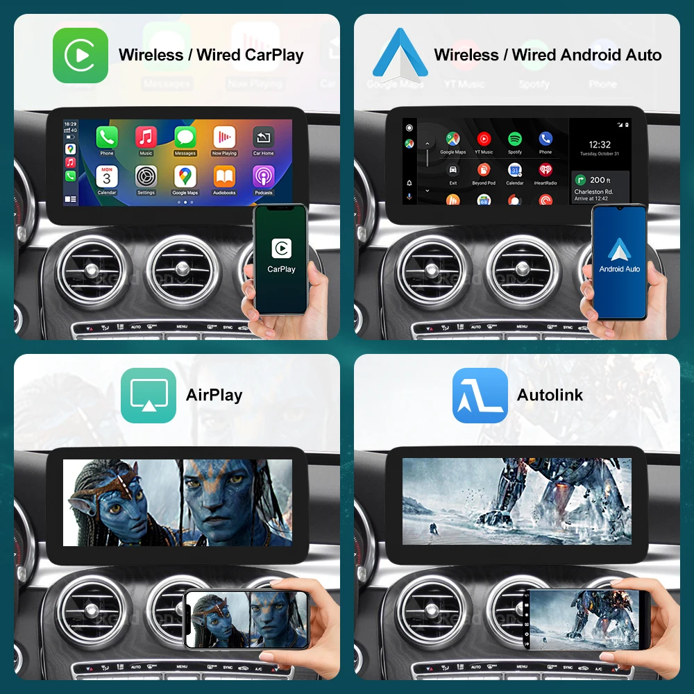 12.3 'Draadloze Apple CarPlay Android Auto Multimedia Scherm voor Mercedes-Benz C Klasse W205 GLC V Klasse W447 2015-2018