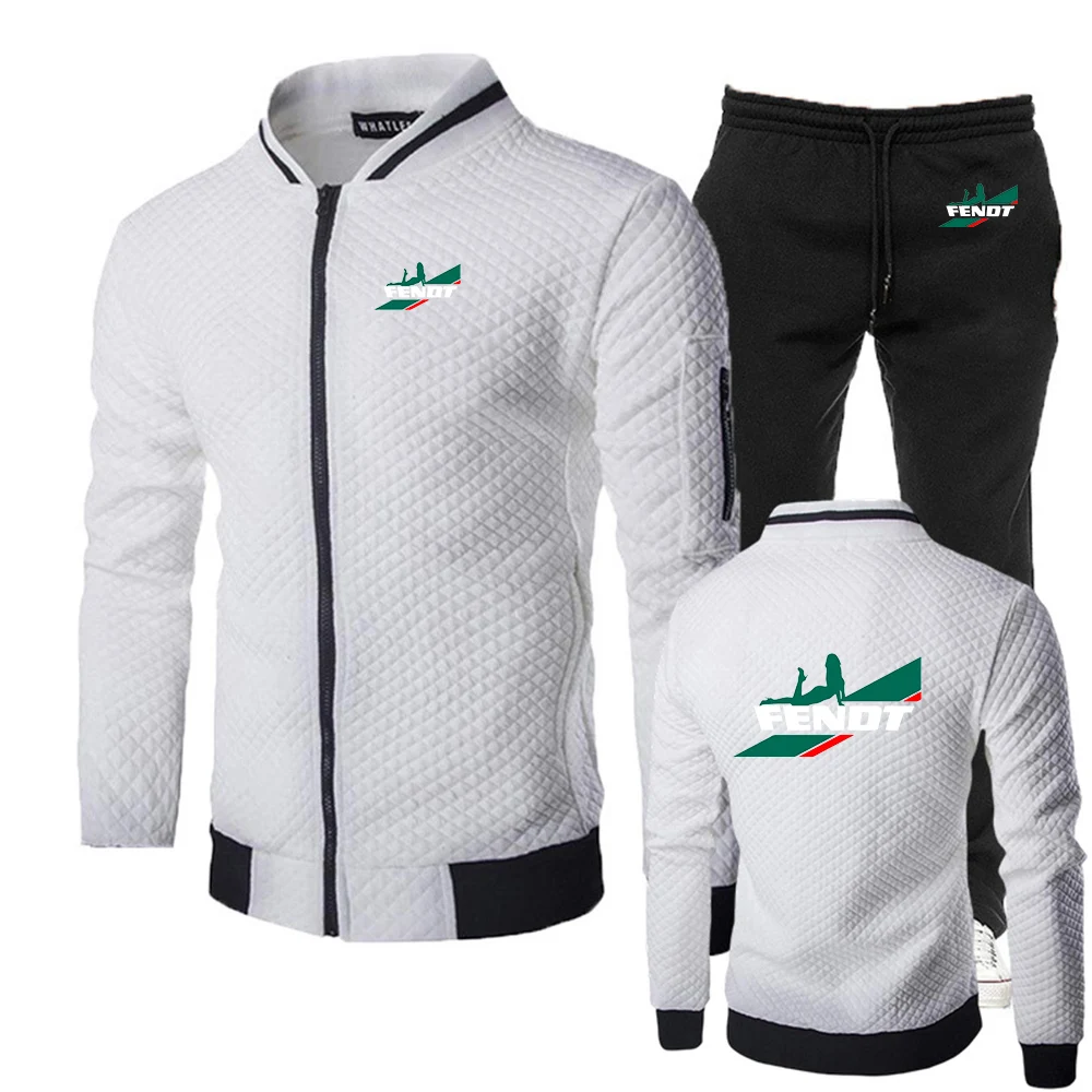 2026 Tractor FENDT Logo Print Men's Spring Autumn Comfortable Constant Temperature Versatile Cardigan Hoodies Pants Suits