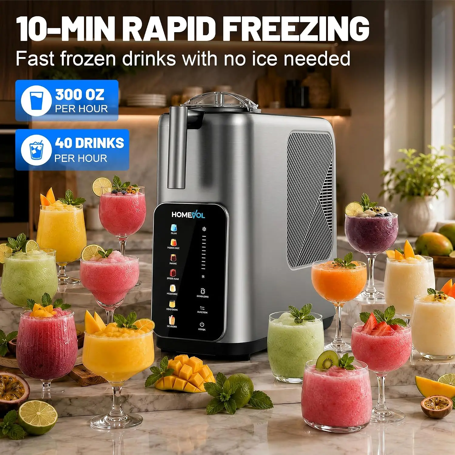 3 In 1 Slushie Machine Ice Cream Maker Frozen Drink Maker 7 Preset Programs No Ice Needed 10 Mins Rapid Chill 300 Oz Hour Led Di
