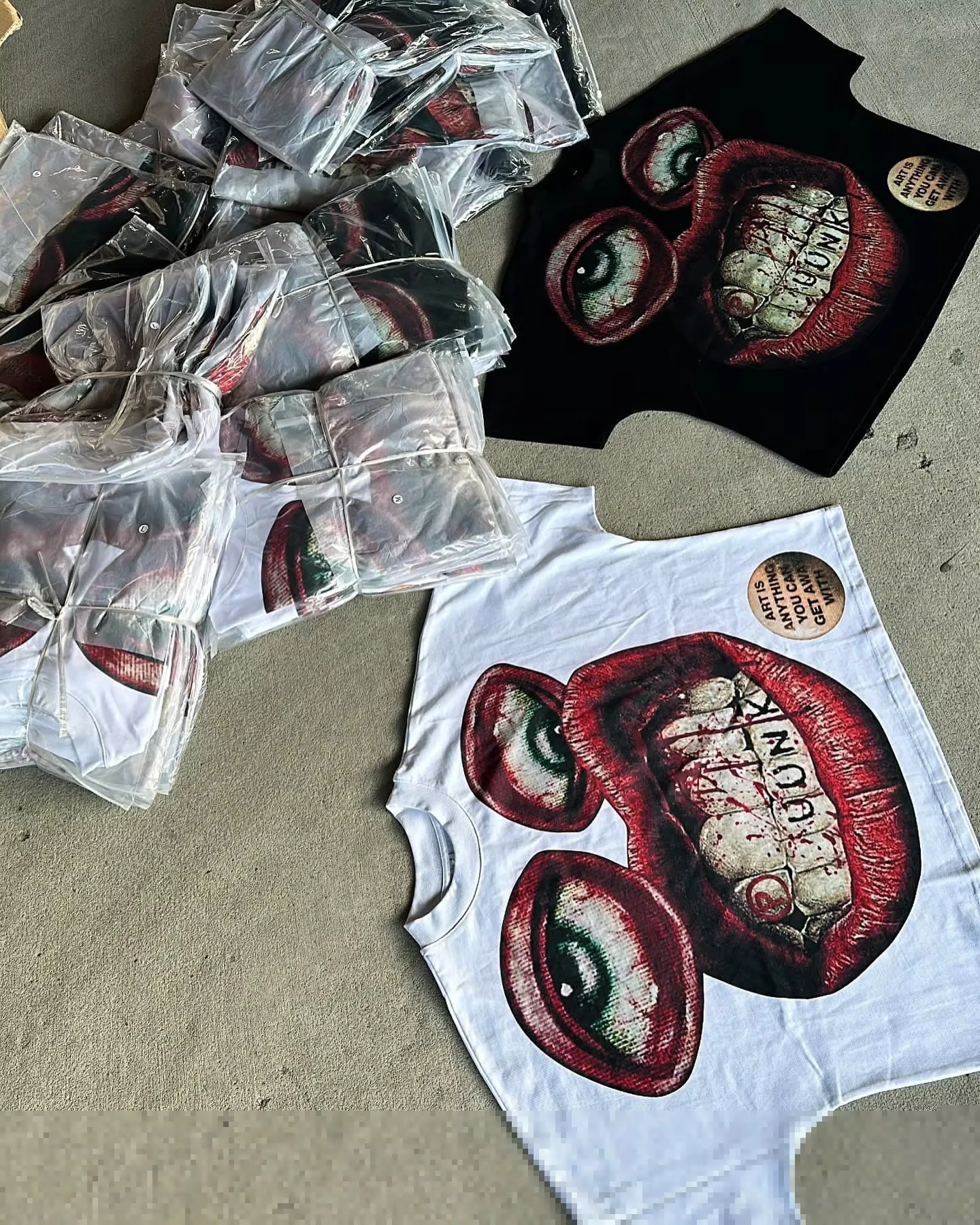 Hip Hop Harajuku Y2K Top T Shirts Men Women Clothing Teeth Mouth Graphic Print Short Sleeve Trendy Oversized T Shirt Streetwear