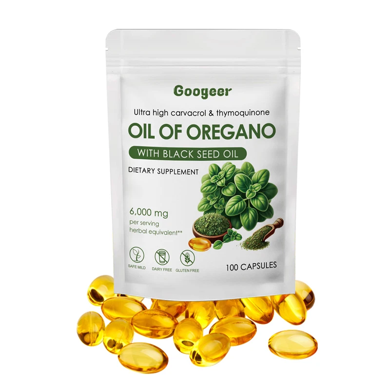 

100/200/300/500Capsules Oil of Oregano Softgels 2 in 1 6000mg Oregano Oil Supplement Capsules with Black Seed Oil