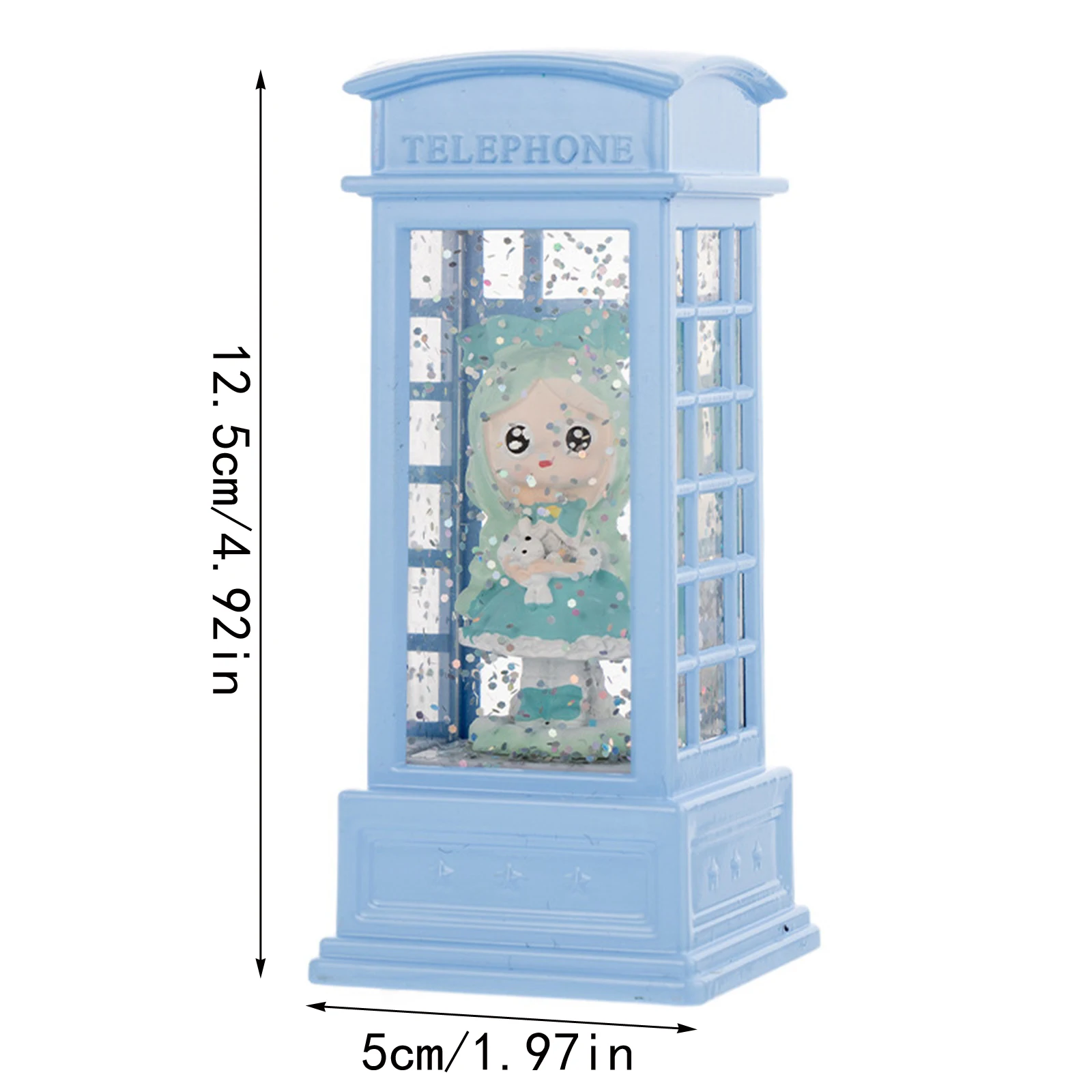 Cabine de telefone cheia de água para meninas, luz de vento, decoração de natal, cabine de telefone luminosa, luz noturna criativa, presentes de natal