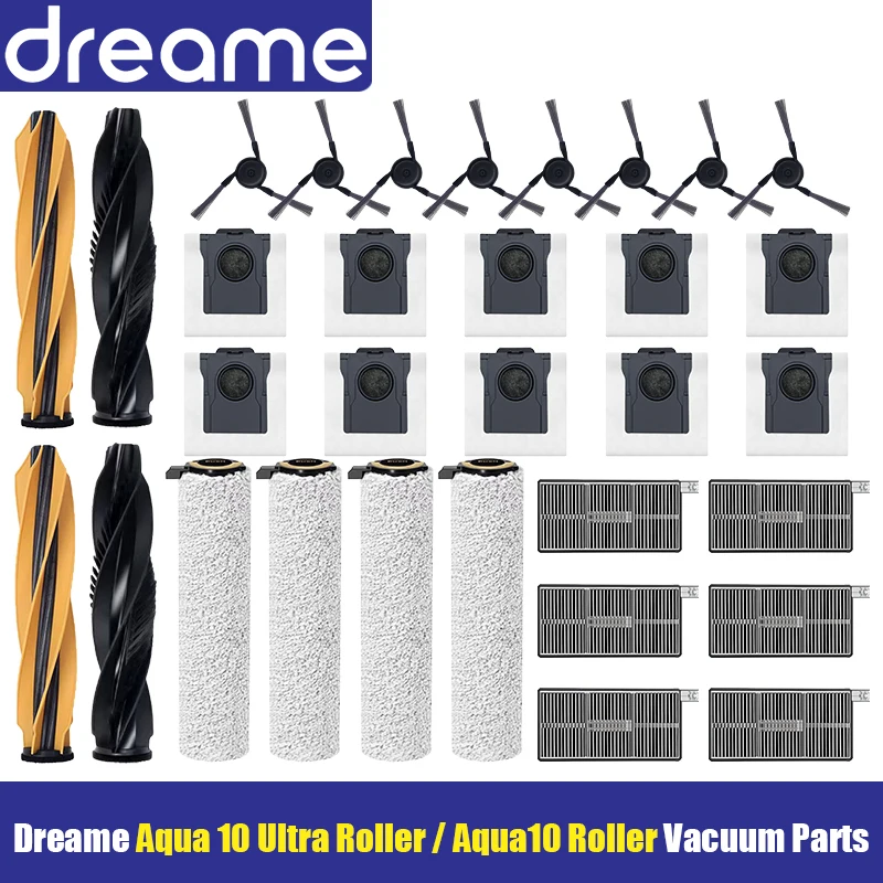pecas-para-aspirador-dreame-aqua-10-ultra-roller-aqua10-roller-escova-principal-escova-lateral-saco-filtro-pano-de-limpeza-e-acessorios