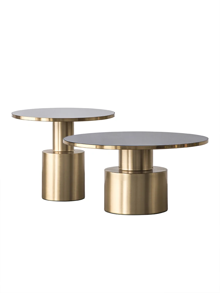 Nordic coffee edge a few ins luxury modern minimalist living room round metal coffee table combination height.