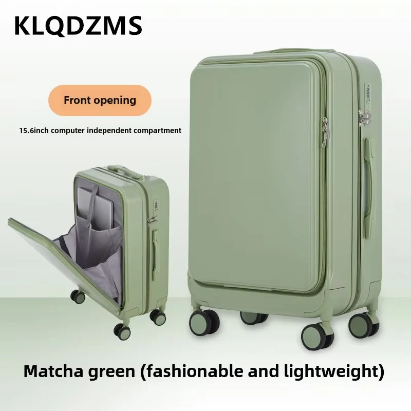 

KLQDZMS PC Suitcase Front Opening Laptop Boarding Case Multifunctional Trolley Case 20"22"24"26 Inch USB Charging Luggage