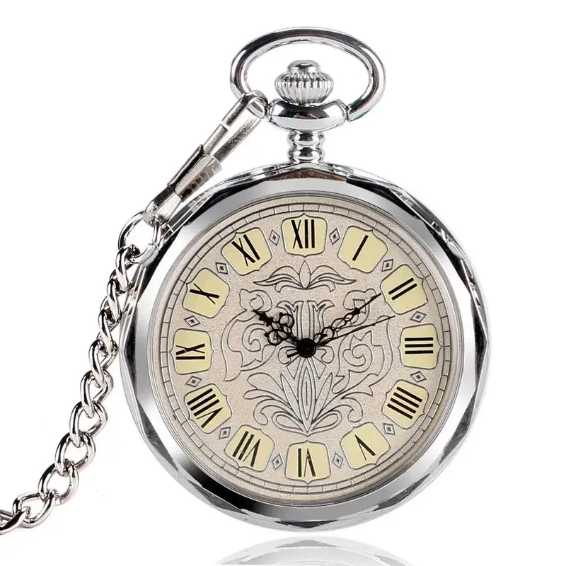 Vintage Hand Winding Mechanical Pocket Watch Classic Open Face Clock Pendant Chain For Men Ladies Relogio De Bolso Gift