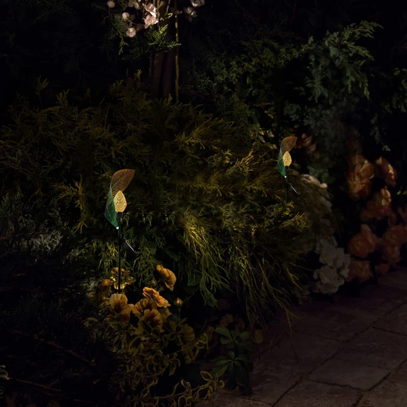 LICE-الطاقة الشمسية حديقة ضوء الفن ورقة معدنية بيضاء دافئة LED تعمل بالطاقة الشمسية في الهواء الطلق مصابيح حديقة ديكورات للباحة حصة الضوء