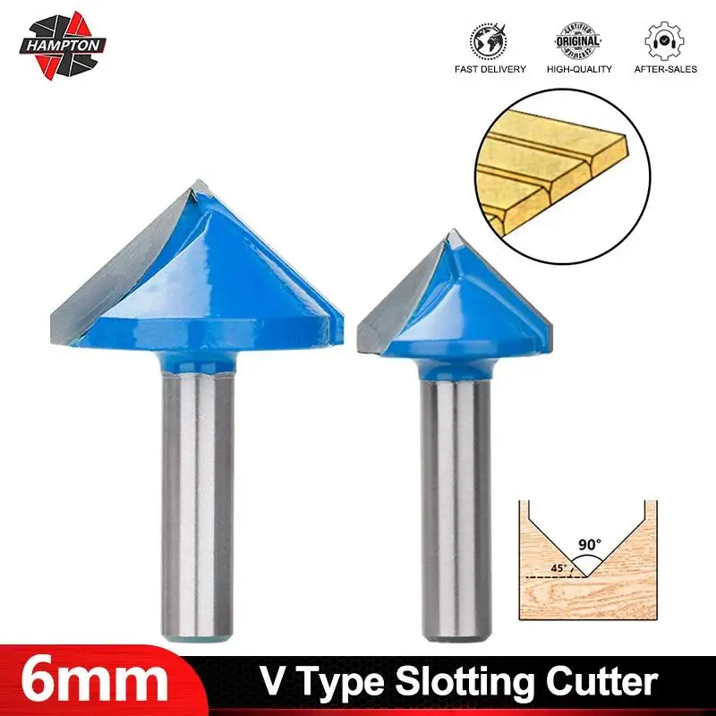 6mm V Shape CNC Wood Milling Cutter 60 90 120 150 Degree 3D Carbide Engraving Router Bit for Woodworking Slotting Cutter Bit