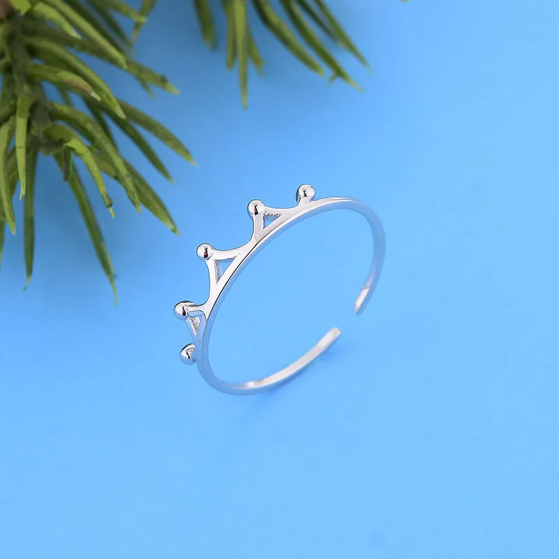 925 Sterling Silver Adjustable Birthday Crown Finger Chain Rings For Women Girls Love Engagement Wedding Wholesale Joyas 2020