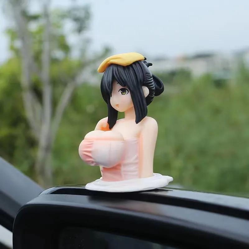 Cute Sexy Chest Shaking Girls Car Ornaments Cartoon Kawaii Anime Statue Car Dashboard Sexy Doll Figurine Car Motorcycle Toys - Detail 1