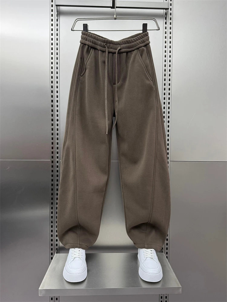 

High-End Fce-Lined Thiened Color Casual Knife- Sweatpants Men's Winter Loose Versatile Wide Leg Sports Trousers