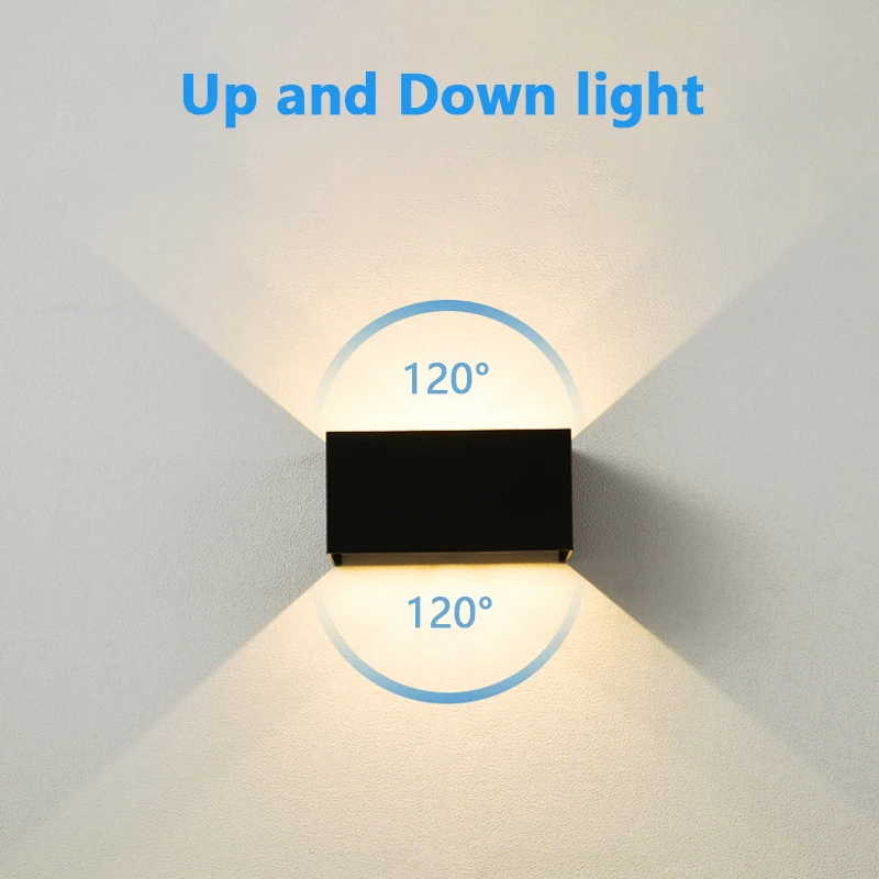 Modern Black Aluminum PIR Motion Sensor Wall Light IP65 Waterproof Outdoor Garden Porch Front Door Indoor Wall Lamp