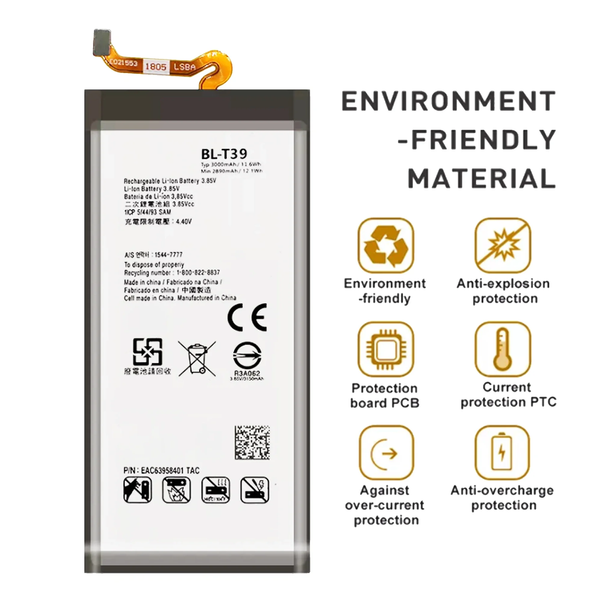 Original Replacement Battery BL-T39 For LG G7 ThinQ Q7 G710 Q7+ LMQ610 G7+ ThinQ Authentic Phone Batteries 3000mAh