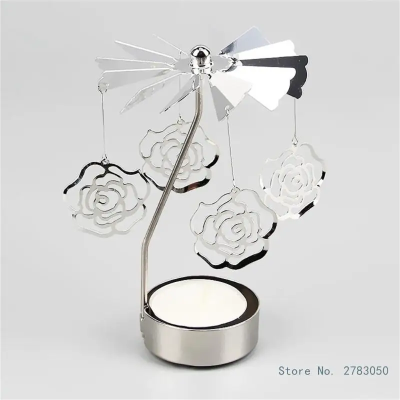 Rotary Holder Tea Light Holder Metal Tray Spinning Snowflake Deer Heart Christmas Trees Holder