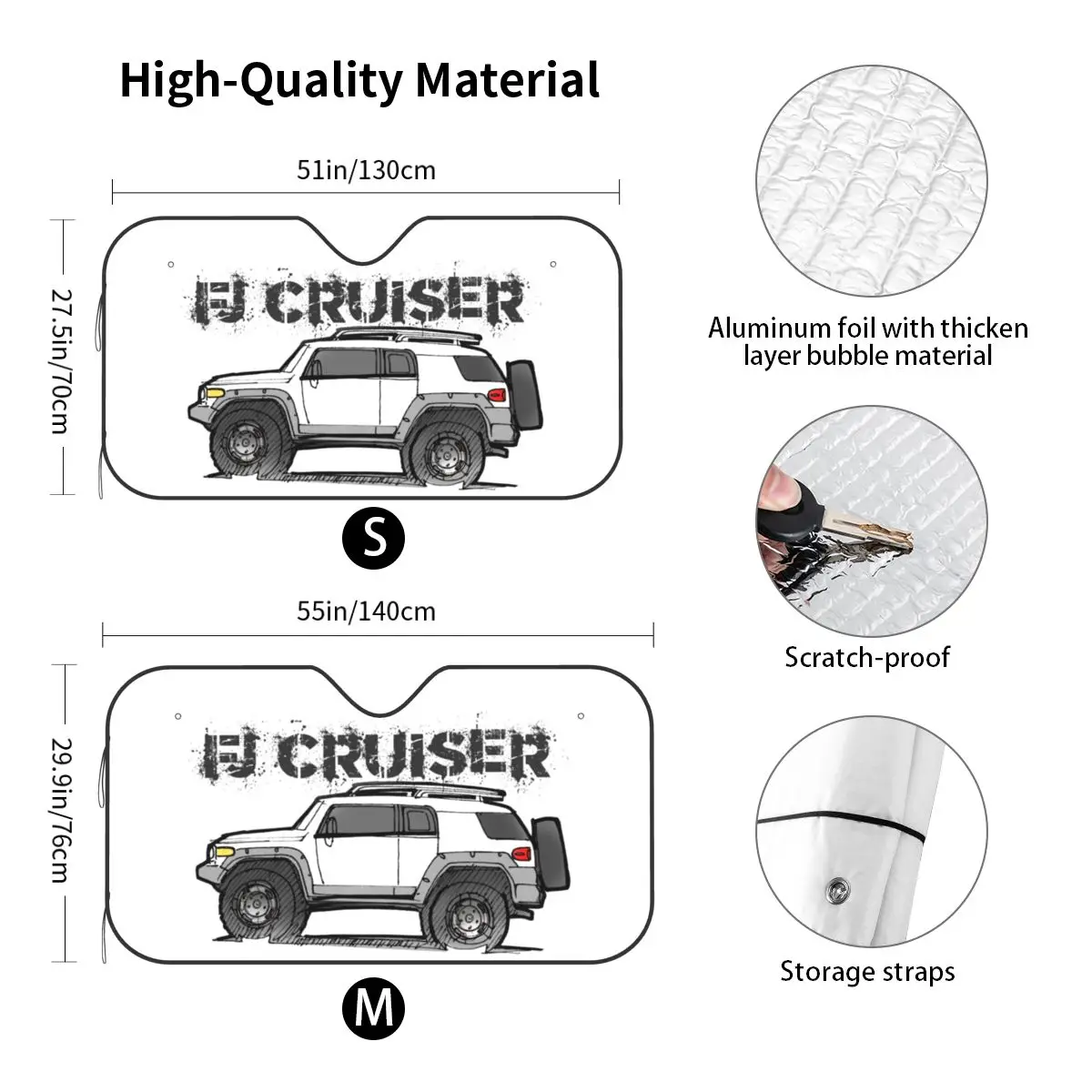 FJ Cruiser SUV Off Road Car Sunshade Windscreen Fold-up Car Front Windshield 76x140cm Car Sunshade Blinds Sun Shade Protect