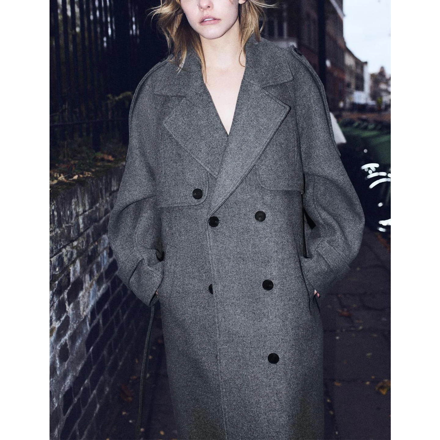 Cappotto invernale da donna nuovo casual con colletto lungo Sve con cintura doppio petto in fibra di poliestere 00% capispalla Faion