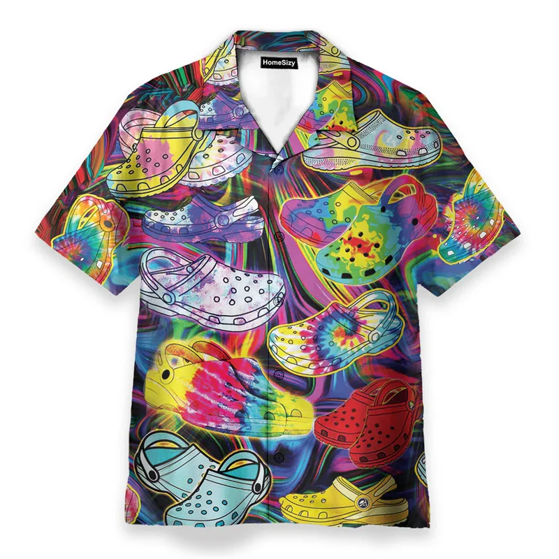 Colorful 3D Print Hippie Style Men Shirts Personality Psychedelic Mushroom Graphic Short Sleeve Blouse Summer Breathable Trend