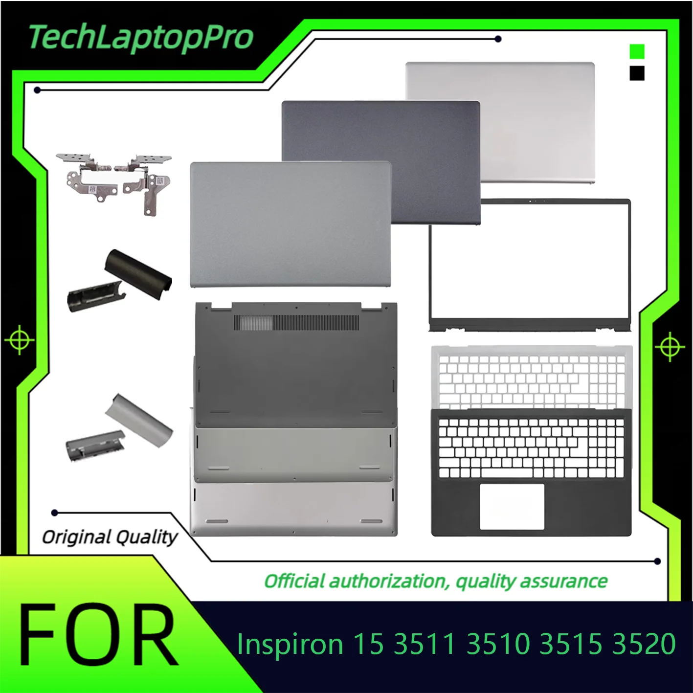 For Dell Inspiron 15 3510/3511/3515/3520 Laptop Case Parts, Full Set LCD Back Cover Front Bezel Palmrest Bottom Cover Repair Kit