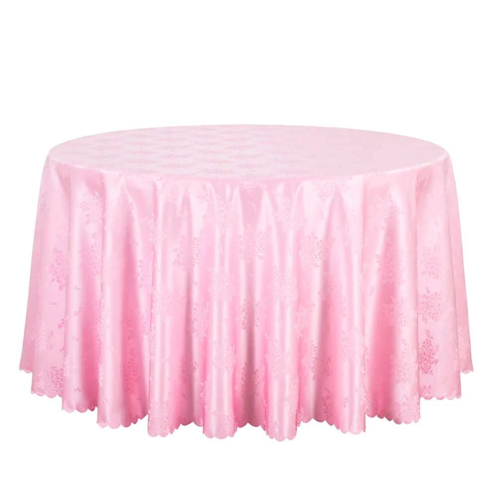 White Pink Round Table Cloth For Hotel Wedding Party Jacquard Damask Table Linens Solid Table Covers Dining Tablecloths 260cm