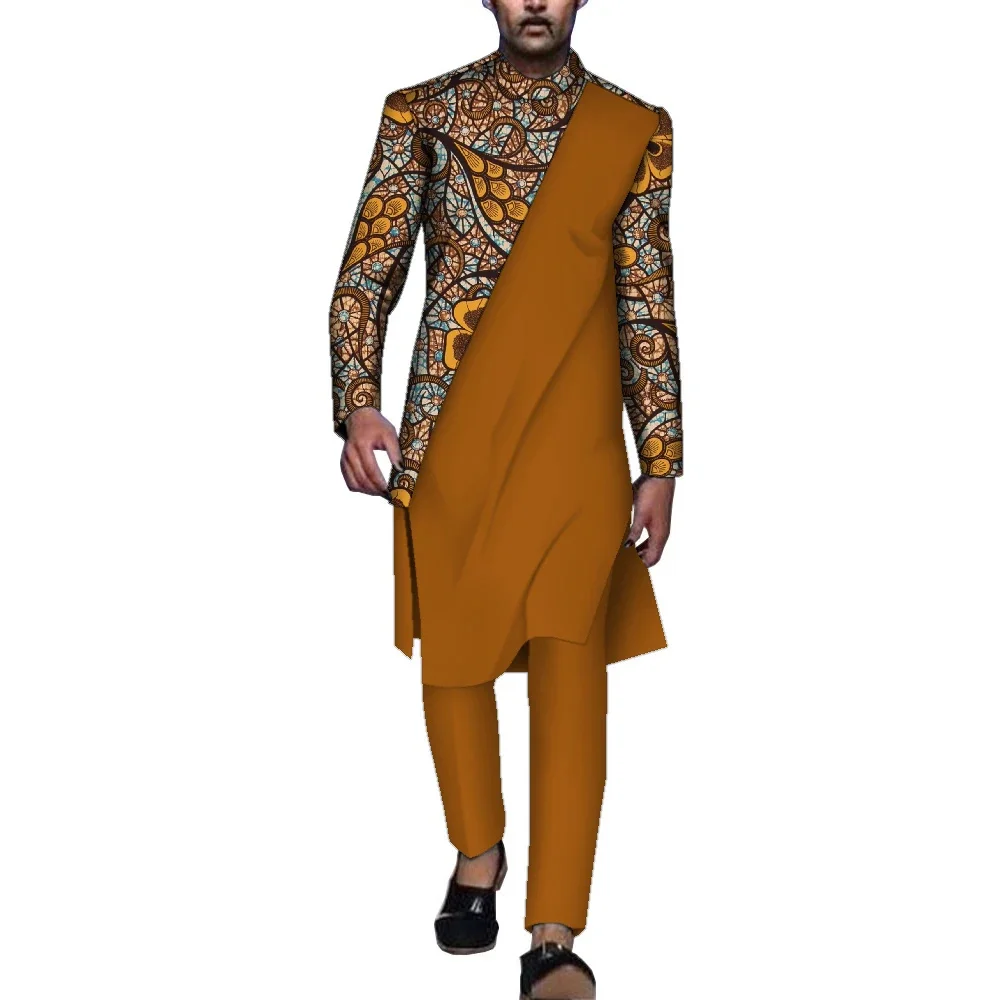 Dashiki Elegant Wedding Suit for Men Shirt Trousers 2PCs Men's Sets Kaftan African Ethnic Casual Traditional Outfit Men Clothing