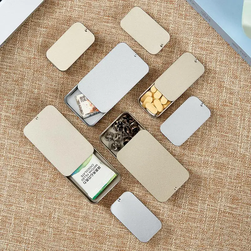 ● Tinplate Mini Metal Box Slide Cover Storage Box Wedding Jewelry Pill Cases Portable Tin Boxes Container Cosmetic Organizer