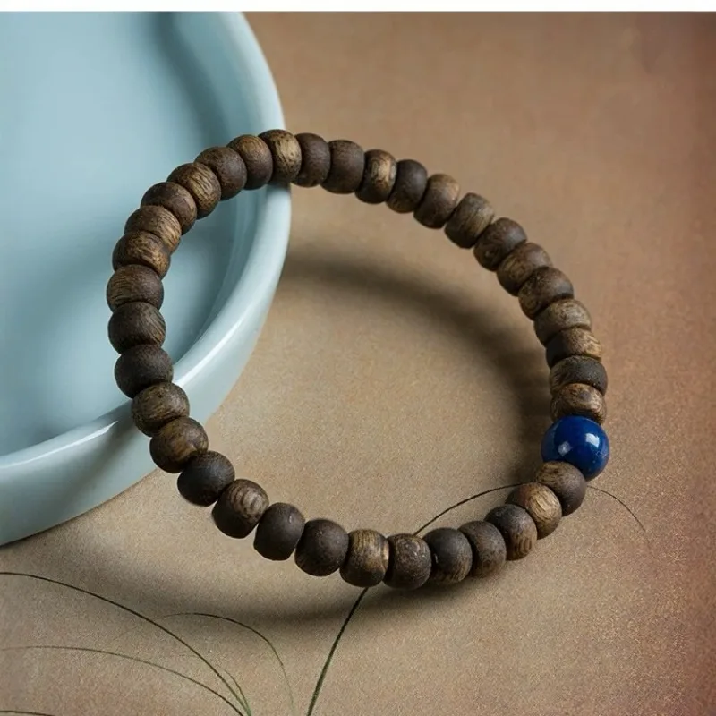 Natural Yingge Qi Nan Agarwood Bracelet Straight Cut Buddhist Bead Bracelet for Men and Women Valentine's Day Gifts view 2