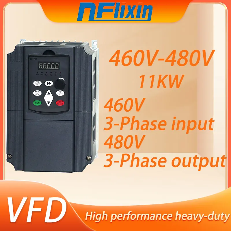 VFD Variable Frequency Converter Inverter 3-Phase Input 460V-480V 5.5-55KW AC Drive for Fan/Pump Speed Controller