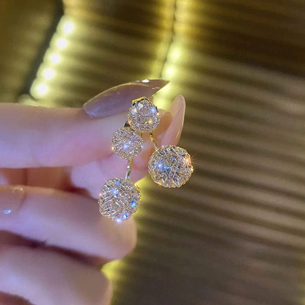 

1Pair Zircon Earrings Back Hook Chic Stylish Studs Crystal Rhinestone Ear Piercing Jewelry Earrings for Women Teen