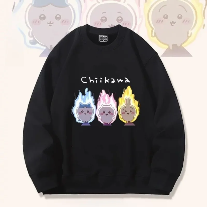 Cartoon Kawaii Fashion Round Neck Hoodie Male Female Autumn High Quality Fabric Vibrant Colors Colorfast Skin-friendly Chiikawa