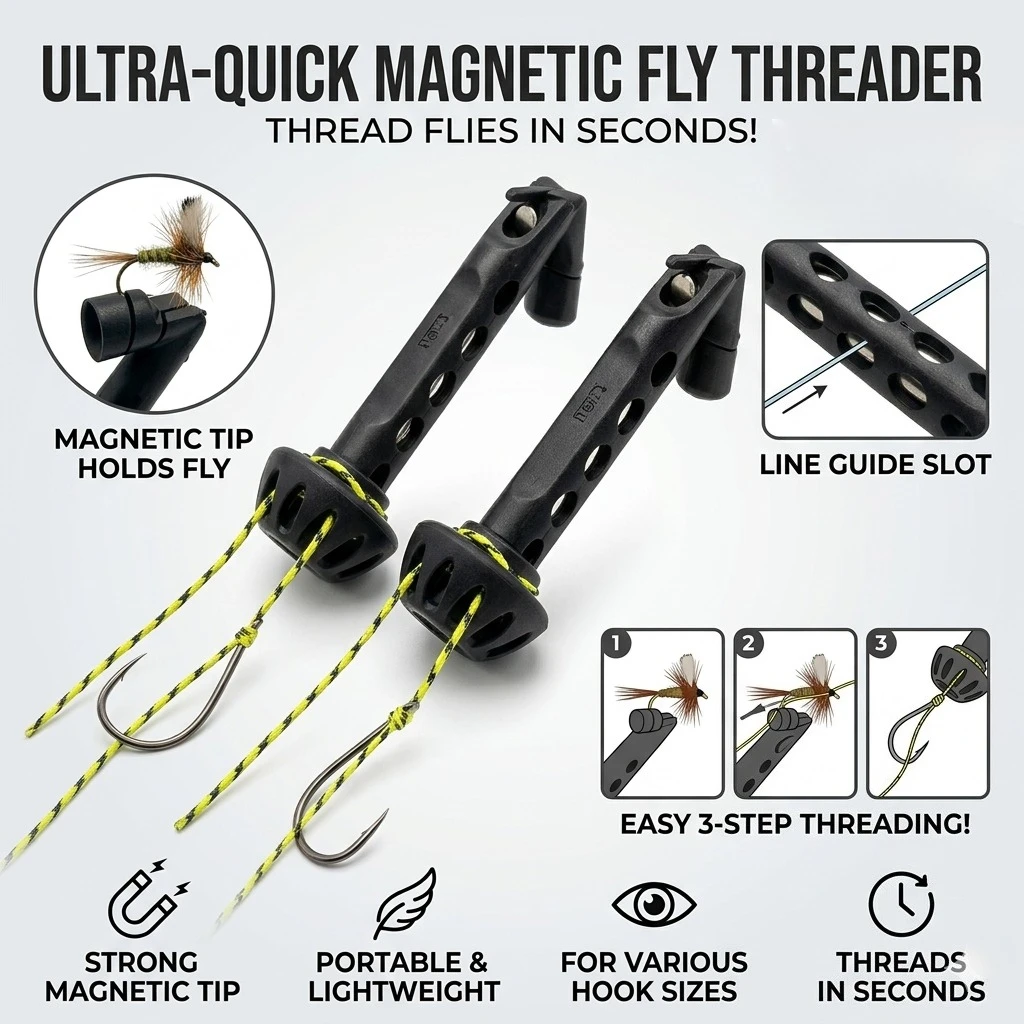 

Magnetic Fly Threader Portable Fishing Tackle Tool Multifunctional Quick Hook Eye Line Guide Gear Accessories For Trout Angler